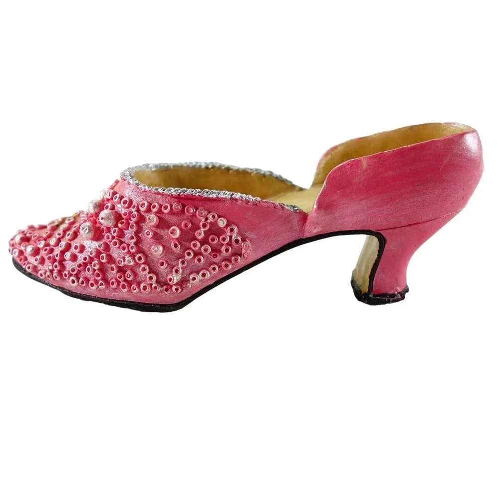 Vintage‎ Mini Pink Resin Heeled Shoe Seed Beads and Pearls